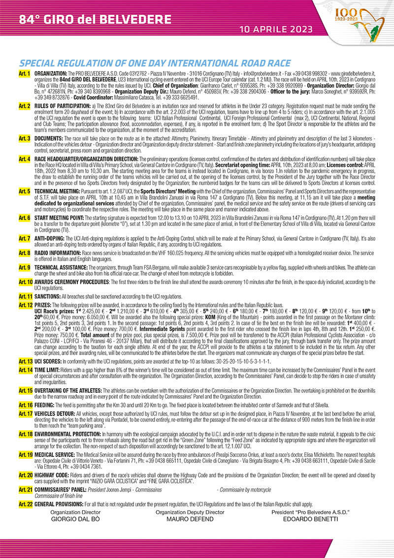 Giro del Belvedere - Rules 2017